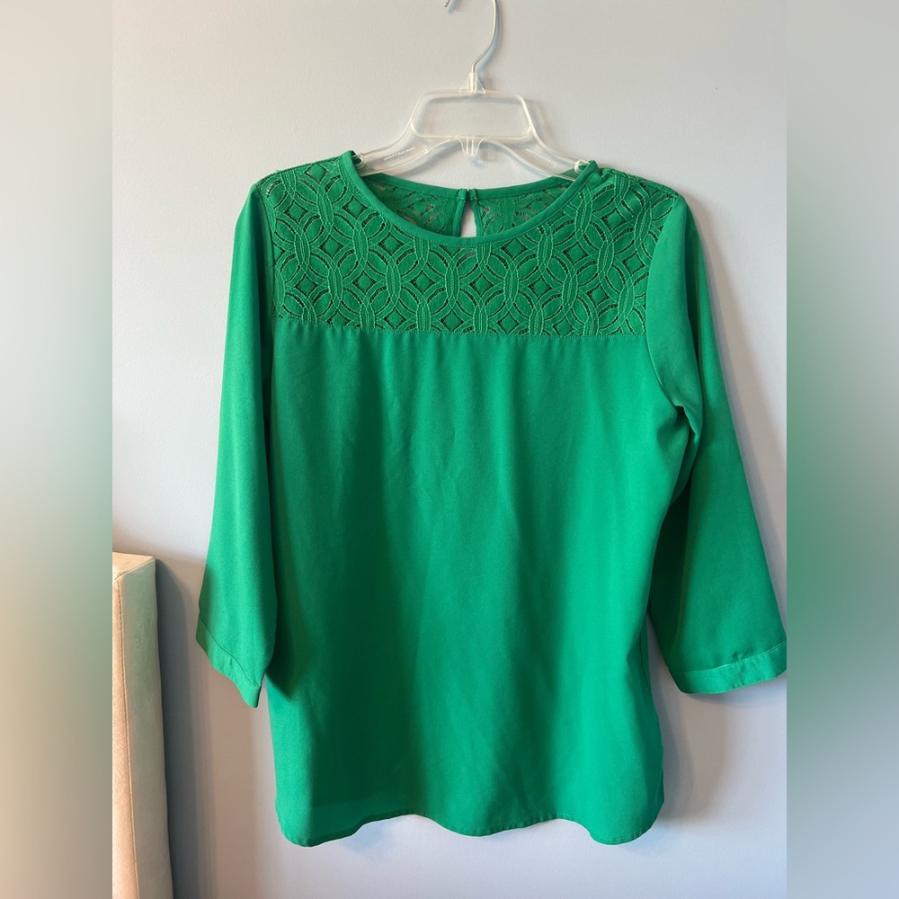 Van Heusen Green Lace Detail Women's Top